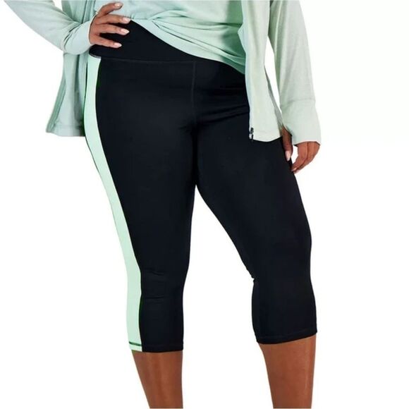 ID Ideology Women's Colorblocked Capri Leggings Green ASh - Picture 1 of 11
